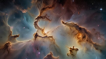 Beautiful nebulae and stars in the night sky. Supernova background wallpaper