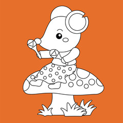 Cute Mouse Animal Musicians Playing Music Melody Instrumental Cartoon Digital Stamp Outline