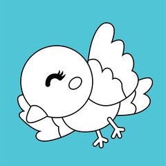 Cute Bird Animal Musicians Playing Music Melody Instrumental Cartoon Digital Stamp Outline