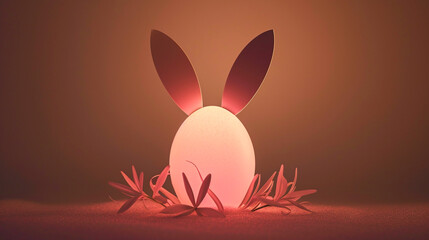 Obraz premium Easter rabbit ears and eggs visible in silhouette.