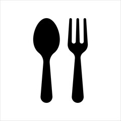 Spoon and fork icon isolated on white background.
