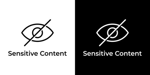 Sensitive content, crossed eye icon. Sexuality, disability and vulgarity posts sign symbol