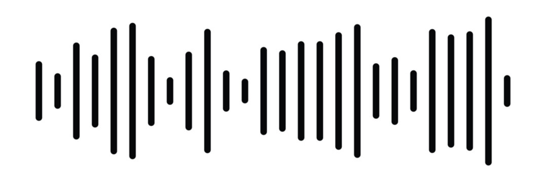 Sound / audio wave or soundwave line art vector icon for music apps and websites.Vector sound wave icon. Music player sound bar. Record interface. Equalizer icon with soundwave line. 
