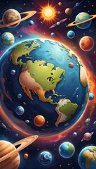 A Colorful Depiction of the Solar System