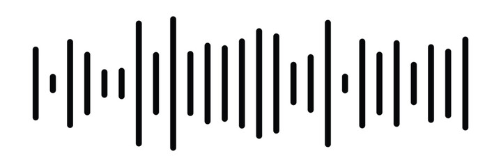 Sound / audio wave or soundwave line art vector icon for music apps and websites.Vector sound wave icon. Music player sound bar. Record interface. Equalizer icon with soundwave line. 