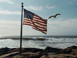 Fototapeta premium USA national flag and American Independence day background.