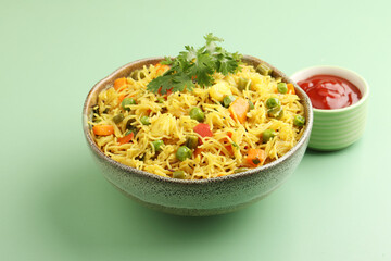 Semiya Upma or vermiclli upma with lots of vegetables, a southIndian breakfast