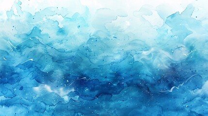 Fototapeta premium Abstract Blue Watercolor Painting with White Splashes