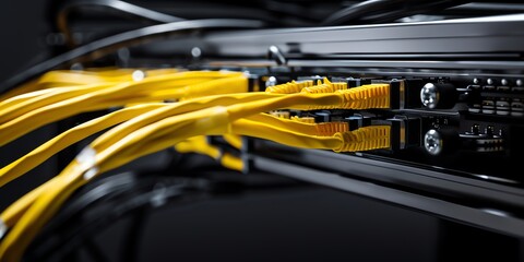 Fototapeta premium wallpaper server room data center cable LAN UTP, RJ45, cable optic, background, router, link, network, panel, patch, plug, port, rack, 2:1, 