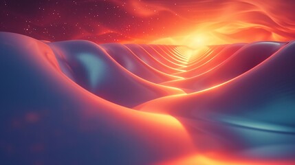 Abstract Landscape with Sunset and Stars