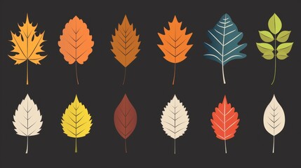 Vector leaf illustration, editable stroke, customizable colors, providing flexibility for design modifications, clean and modern