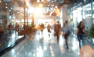 Busy office space in a modern interior design, walking past each other, conceptual, blurry photography