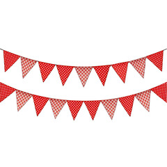 Fototapeta premium Seamless red triangle party bunting border isolated on transparent background