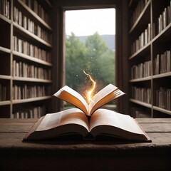 open book in the library