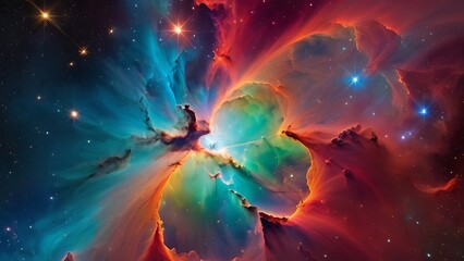 Fototapeta premium Beautiful nebulae and stars in the night sky. Supernova background wallpaper