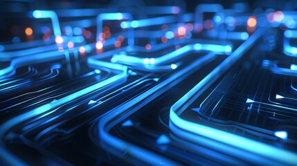 Background close up photorealistic Arrows and Flow Lines Connecting network , glow colors, neon color, long exposure, banner 16:9