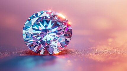 Close-up of a Stunning Round Brilliant Diamond with Incredible Sparkle