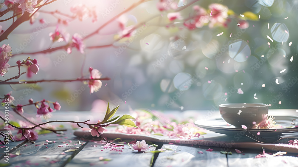 Poster Table background and spring time : Generative AI