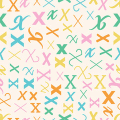 Letter XAlphabet seamless pattern playful decorative repeat backdrop background colorful decoration wrapping paper initial baby