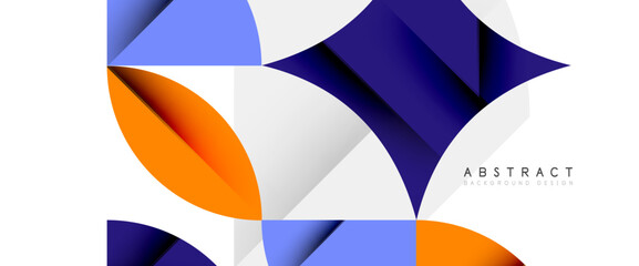 Minimal geometric elements on white. Petals, round triangles, star