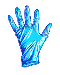 Obraz premium Blue disposable glove for protection against contamination, commonly used in medical and industrial applications.