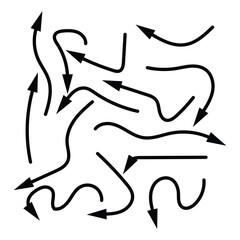 Clean dot style hand drawn doodle arrows set. Curve Dotted line arrow set. Set of dotted hand drawn doddle arrows isolated on white background in eps 10.