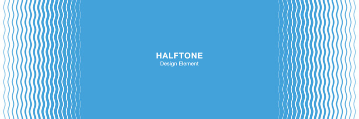 Halftone blue white wavy frame. Design for poster, invitation, gift card, coupon, book cover. Banner halftone. Retro vintage background. Vector water frame.