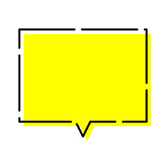 シンプルなふきだし 四角 破線色ずれ  黄色
