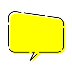 シンプルなふきだし 四角 破線色ずれ  黄色
