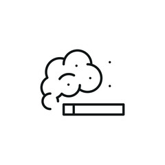 Cigarette with Smoke Icon. A minimalistic design featuring a cigarette emitting smoke, ideal for use in public health warnings, anti-smoking campaigns, and educational materials. Vector illustration