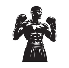 A boxer stand with pose silhouette illustration