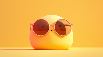 Cartoon 3D smiling face sunglasses