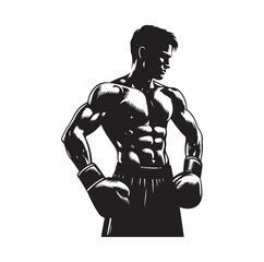 A boxer stand with pose silhouette illustration