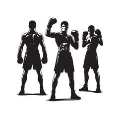 A boxer stand with pose silhouette illustration