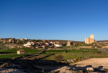 Obraz premium Panoramic view of Embid with its beautiful castle. Guadalajara, Castile la Mancha, Spain.