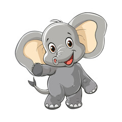 Naklejka premium happy Elephant cartoon character on white background