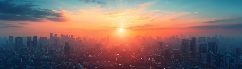 Fototapeta premium Vibrant Cityscape Sunrise Showcasing the Energy and Possibilities of a New Day in Urban Life