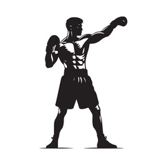 A boxer stand with pose silhouette illustration