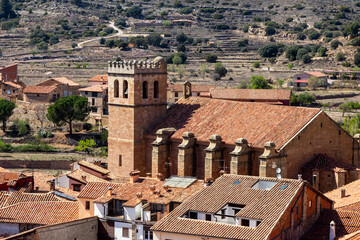 Church of the Nativity of Our Lady from the 15th century in Mora de Rubielos. Teruel, Aragon, Spain.