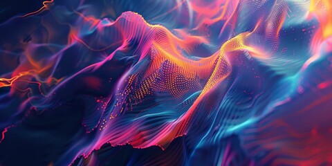 Fototapeta premium The image is an abstract painting with a variety of colors including blue, green, pink, and purple
