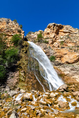 Panoramic view of the Domeño waterfall. Valencia, Spain.