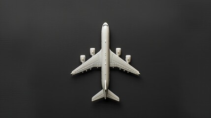 A white airplane is on a black background