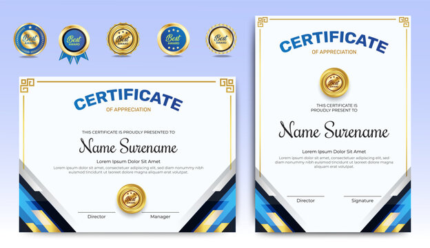Achievement Certificates template design for award, business, and education needs. vector