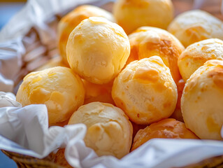 Breakfast with cheese bread,
Brazilian snack cheese bread

