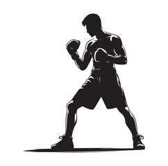 A boxer stand with pose silhouette illustration