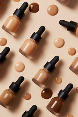 Obraz premium Bottles of different foundation make up products