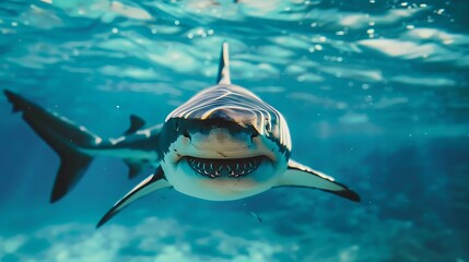 Tiger Shark underwater close up, shark awareness day