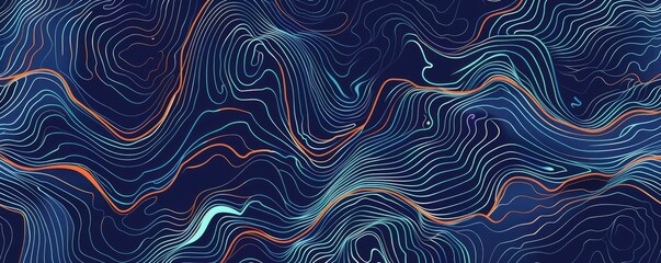 Fototapeta premium Topographic lines seamless pattern