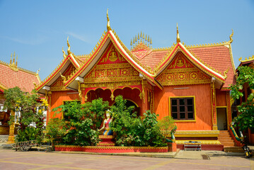 ラオスの首都ヴィエンチャンにある美しい寺院の風景Beautiful temple scenery in Vientiane, the capital of Laos