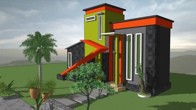 Minimalist modern houses or villas with a variety of beautiful styles and colors. number one
